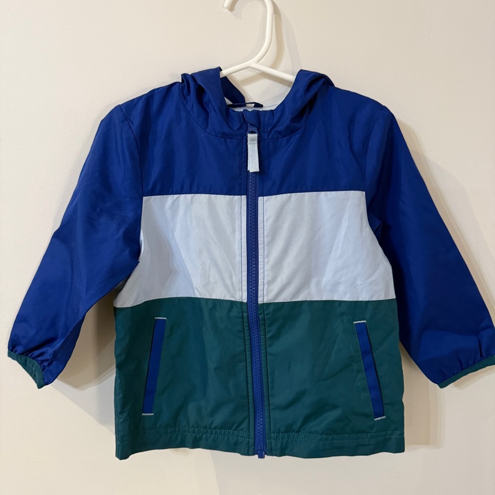 Cat & Jack toddler 2T rain jacket in blue, light blue & green